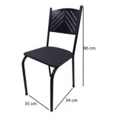 Kit 4 Cadeiras Preta Cozinha Jantar Metal Tubular Almofadada