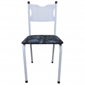 Cadeira para Cozinha MC Jantar Tubular Almofadada - Estrutura Branca - Assento Floral
