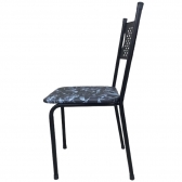 Cadeira para Cozinha MC Jantar Tubular Almofadada - Estrutura Preta - Assento Floral