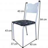 Cadeira para Cozinha MC Jantar Tubular Almofadada - Estrutura Branca - Assento Floral