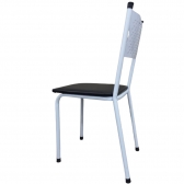 Cadeira para Cozinha MC Jantar Tubular Almofadada - Estrutura Branca - Assento Preto