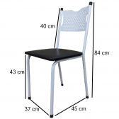 Cadeira para Cozinha MC Jantar Tubular Almofadada - Estrutura Branca - Assento Preto