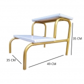 Escada 2 Degraus Para Maca E Depilação Medcombo - Dourada com degrau Branco