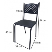 Kit 4 Cadeiras Preta Cozinha Jantar Metal Tubular Almofadada