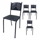 Kit 4 Cadeiras Preta Cozinha Jantar Metal Tubular Almofadada