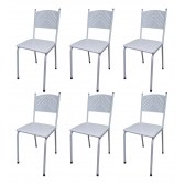 Kit 6 Cadeira Cozinha Jantar Metal Tubular Almofadada