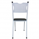 Cadeira para Cozinha MC Jantar Tubular Almofadada - Estrutura Branca - Assento Preto