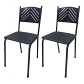 Kit 4 Cadeiras Preta Cozinha Jantar Metal Tubular Almofadada
