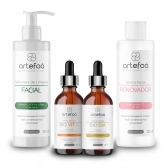 Kit Rotina Skincare Sabonete + Tonico renovador + Serum facial dia + Serum facial Bio Vit C Medcombo